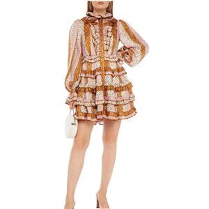 Zimmermann NWT Dot Lucky Ruffled Mini Dress Pink Women’s Sz US 10 ZM 3